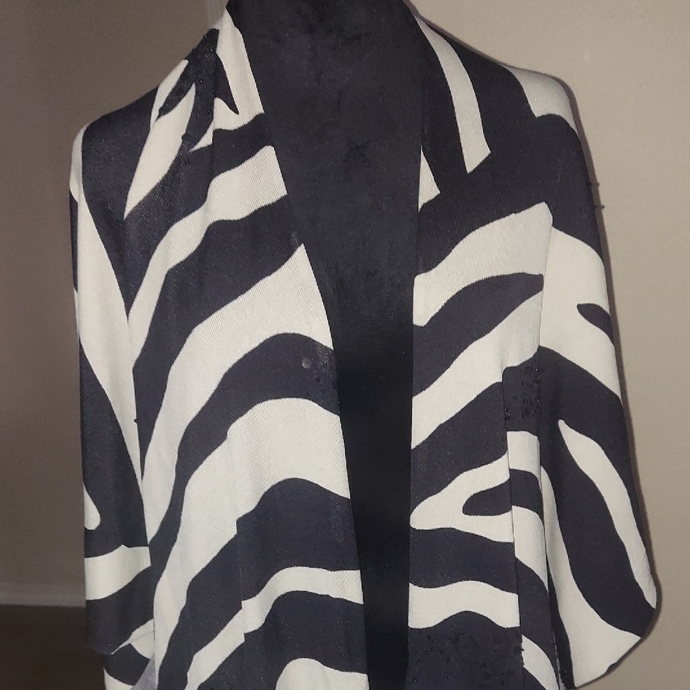Chico's Black and White Zebra Print Cardigan Sweater - Picture 3 of 7